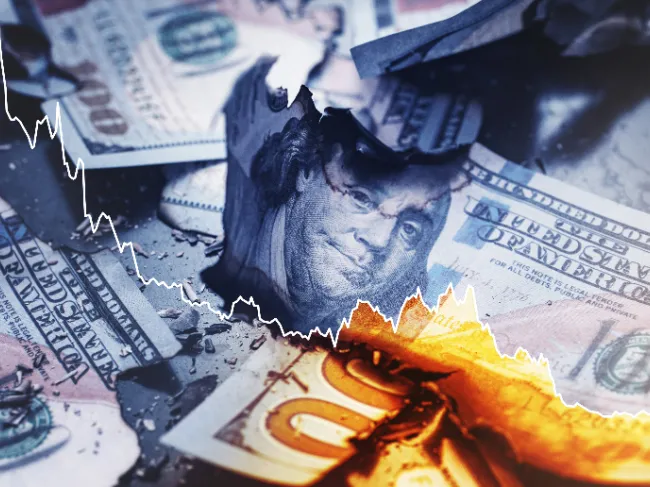 burning graph with money